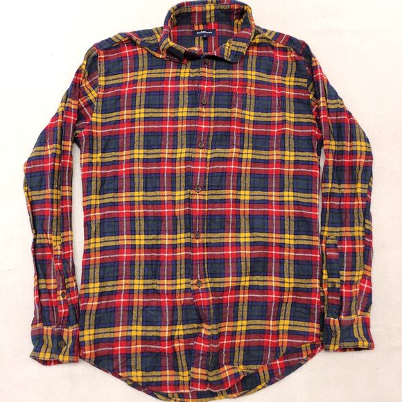 Croft & Barrow Madras Flannel Button Up Shirt Mens Size Medium M Blue Red Yellow - Picture 2 of 10